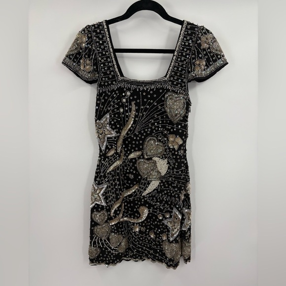 Loveshackfancy party embroidered sequence star mini Davis dress size small 4 - Picture 2 of 16